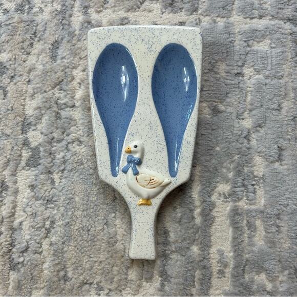 Vintage Country Goose Ducks Ceramic Double Spoon Rest - Picture 1 of 6